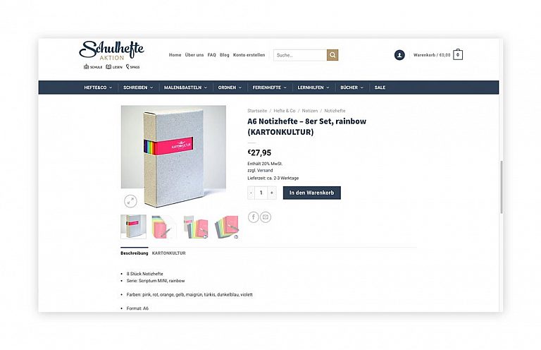 Screendesign Schulhefte